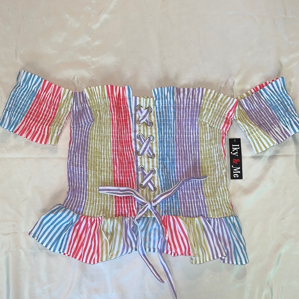 NWT multicolor smocked crop top